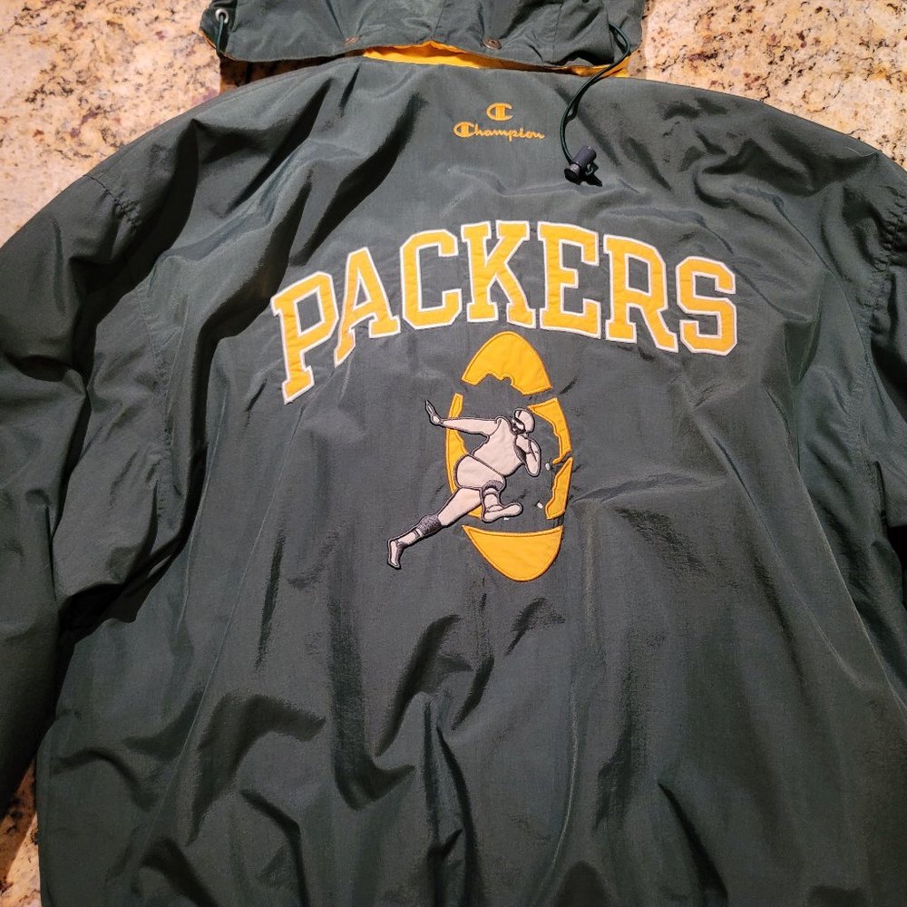 Vintage 90s Champion Green Bay Packers Hooded Winter Jacket XL